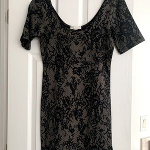 Black lace look short dress